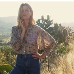 Shop Doen Rose Top in cream last bird floral